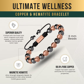 Magnetic Bracelet MAX Strength Magnetic Copper & Hematite Bracelet (Single Row) MagnetRX