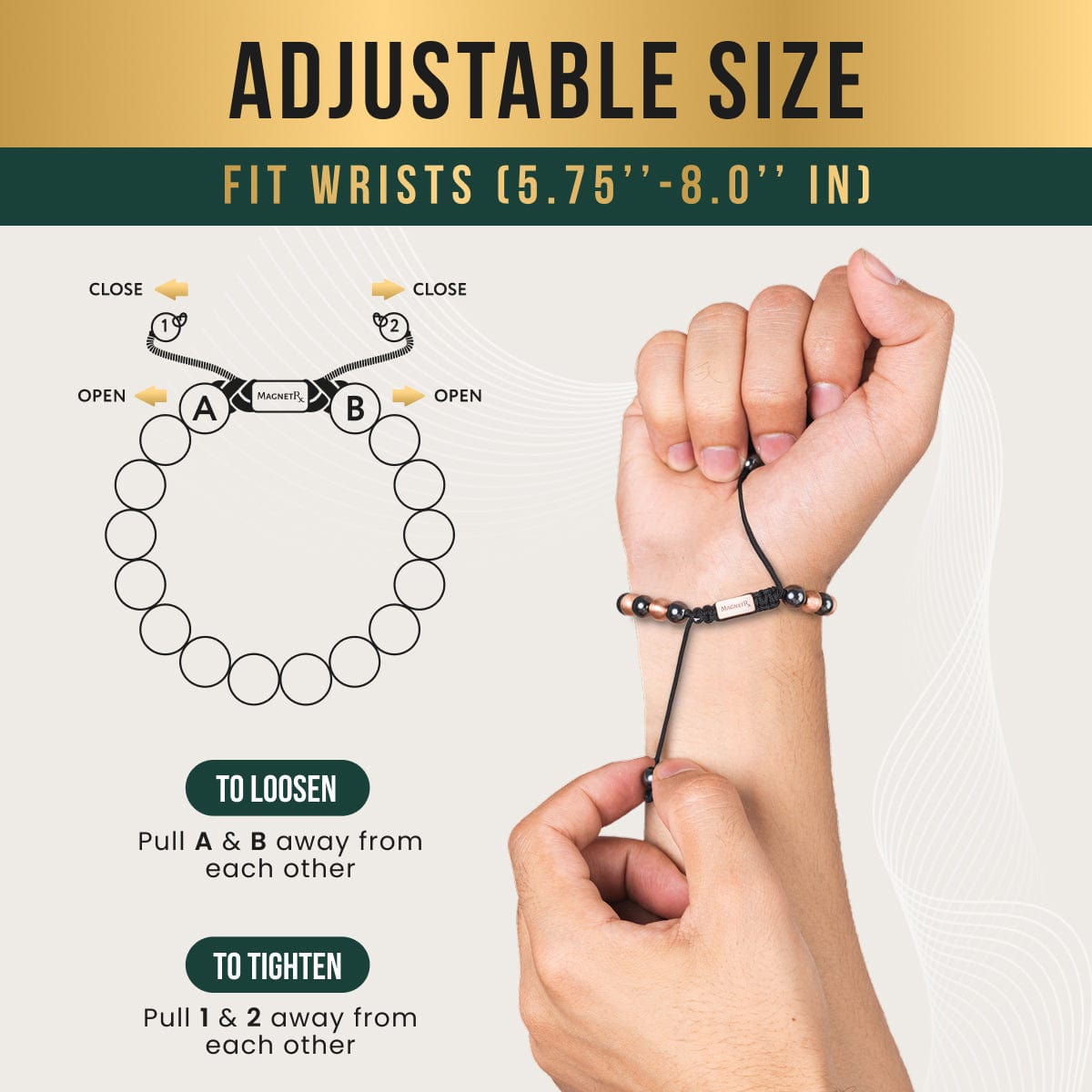 Magnetic Bracelet MAX Strength Magnetic Copper & Hematite Bracelet (Single Row) MagnetRX