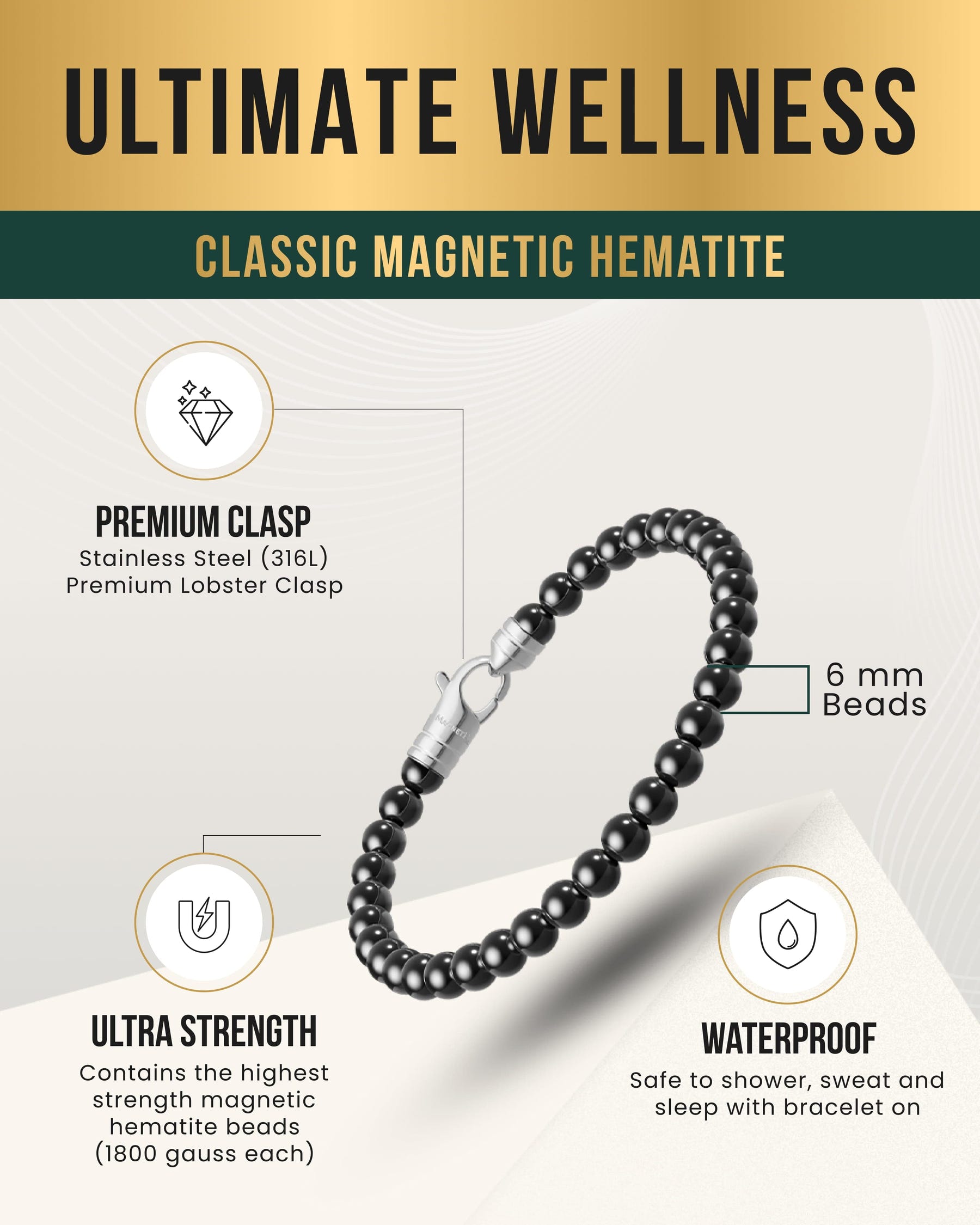 Magnetic Bracelet MAX Strength Magnetic Hematite Bracelet (Classic) MagnetRX