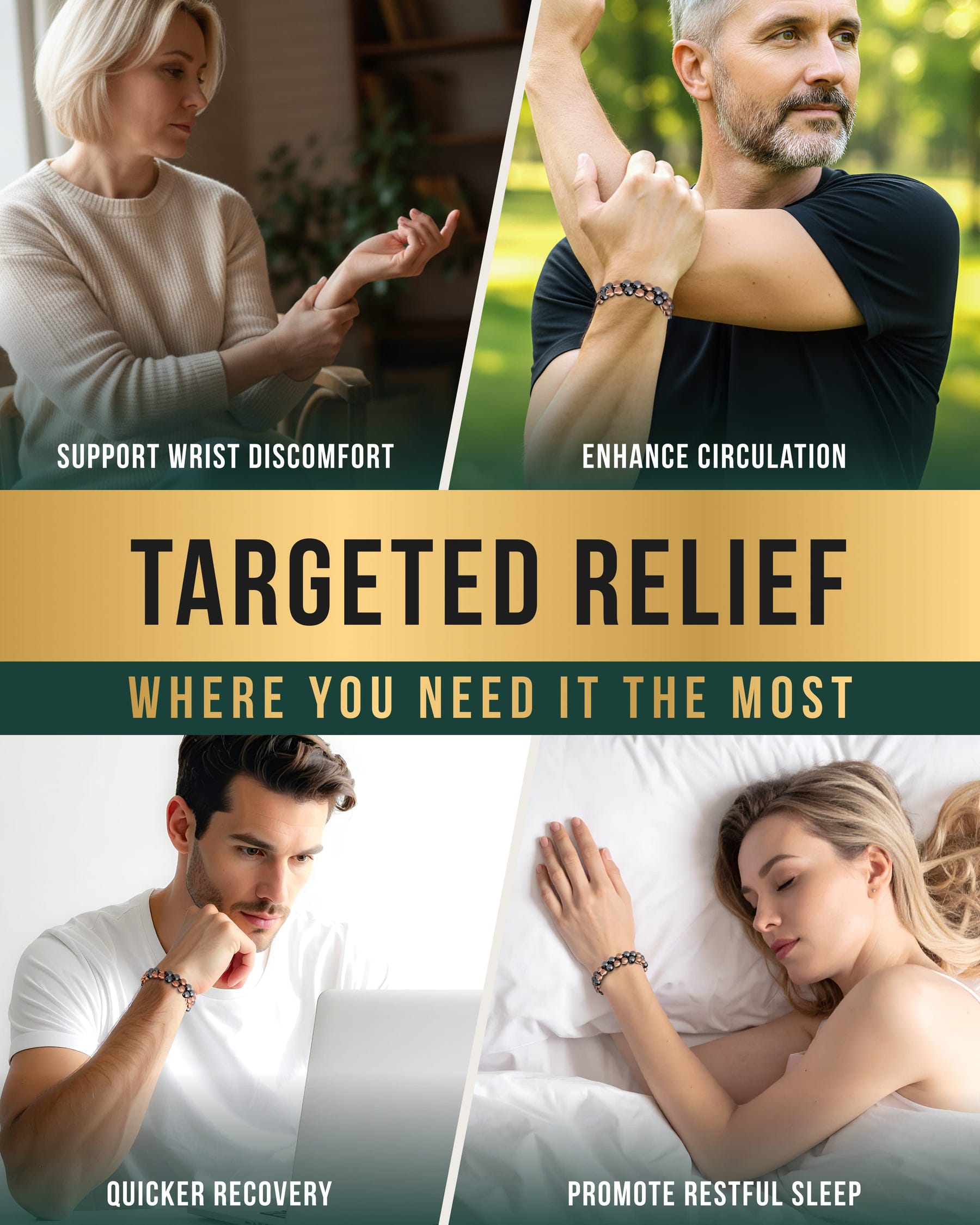 Magnetic Bracelet MAX Strength Magnetic Hematite & Copper Bracelet (Double Row) MagnetRX