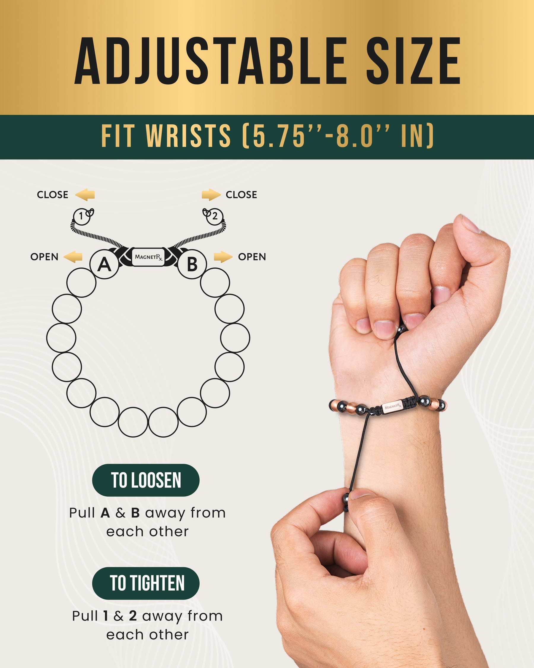 Magnetic Bracelet MAX Strength Magnetic Hematite & Copper Bracelet (Single Row) MagnetRX