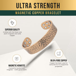 Magnetic Bracelet Mega Strength Magnetic Therapy Bracelet Wide Hammered Copper Cuff MagnetRX