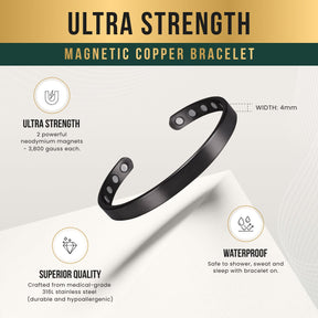 Magnetic Bracelet Men’s Magnetic Bracelet Cuff (Brushed Black) MagnetRX