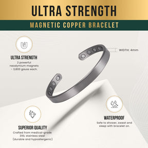 Magnetic Bracelet Men’s Magnetic Bracelet Cuff (Brushed Silver) MagnetRX