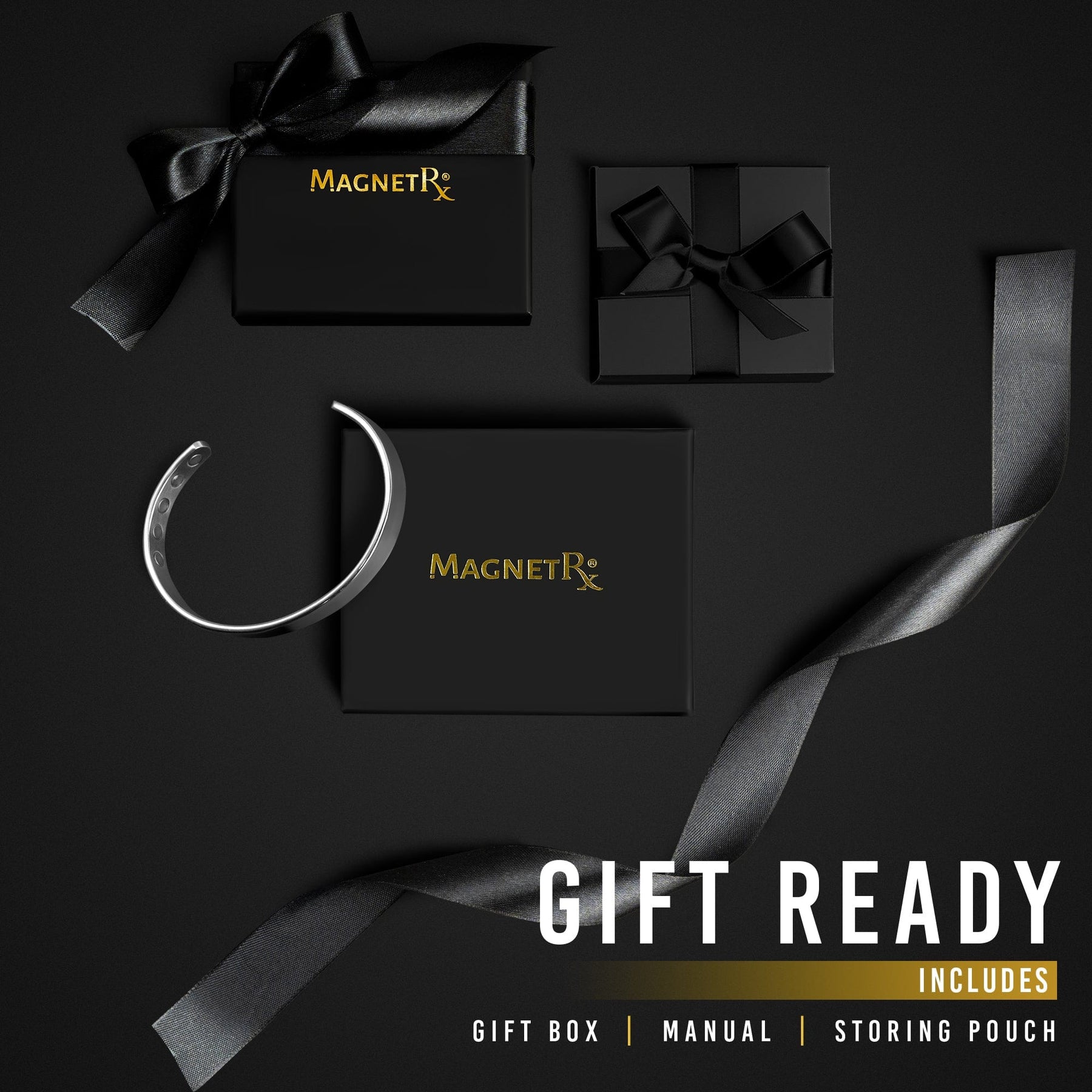 Magnetic Bracelet Men’s Magnetic Bracelet Cuff (Brushed Silver) MagnetRX