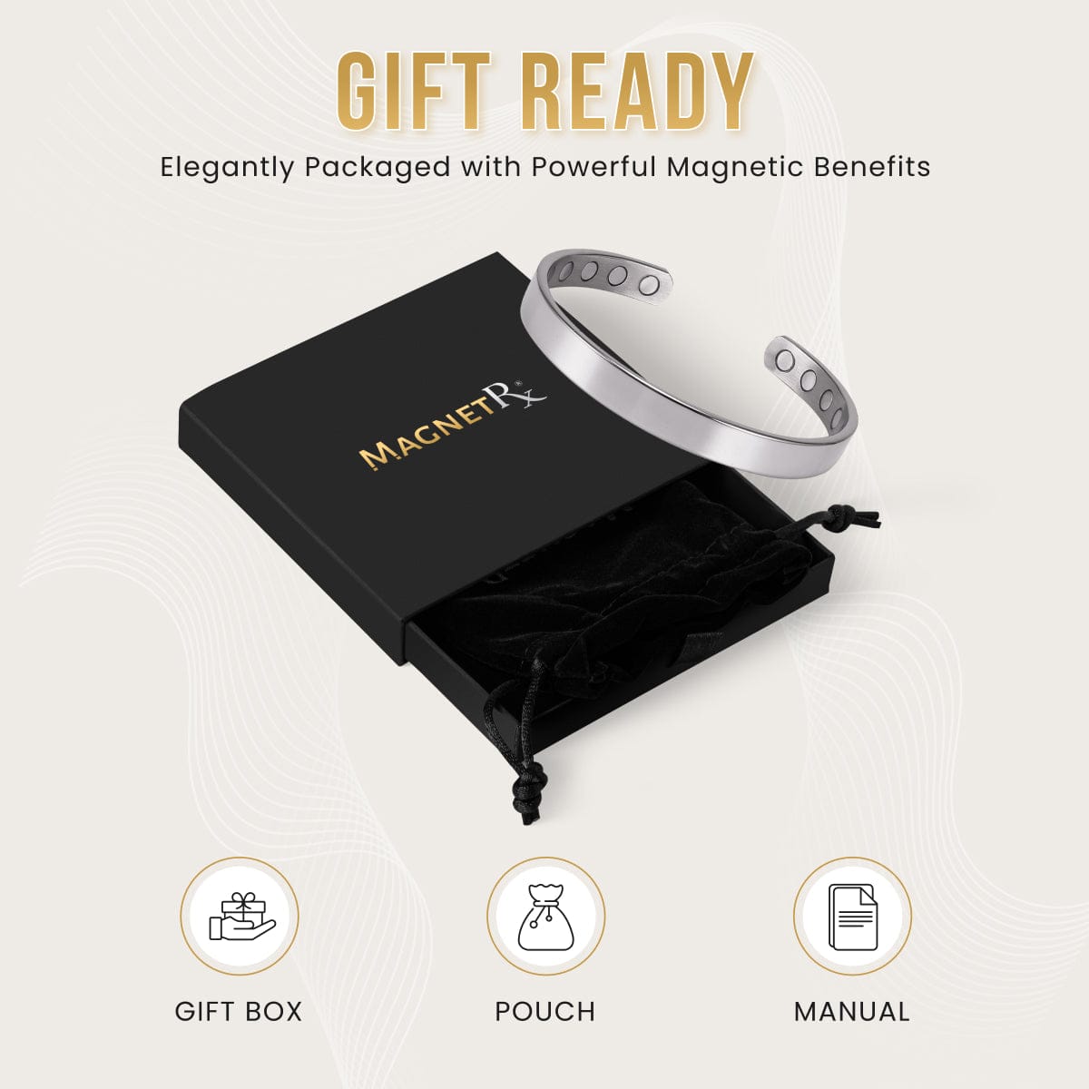 Magnetic Bracelet Men’s Magnetic Bracelet Cuff (Polished Silver) MagnetRX