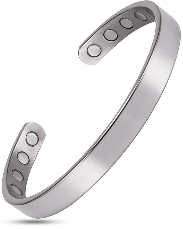 Men’s Magnetic Bracelet Cuff (Polished Silver)