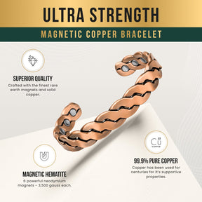 Magnetic Bracelet Rugged Twist Copper Magnetic Therapy Bracelet Bangle MagnetRX