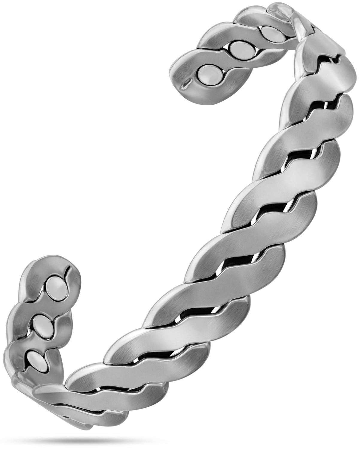 Magnetic Bracelet Rugged Twist Magnetic Therapy Bracelet Silver Bangle MagnetRX