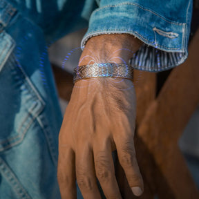 Magnetic Bracelet Stamped Celtic Mist Magnetic Copper Bracelet Cuff for Men MagnetRX