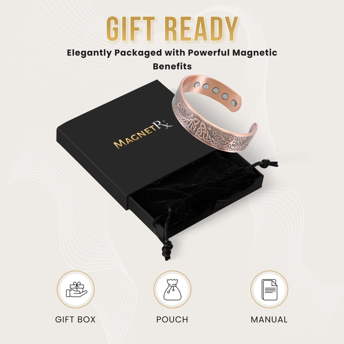 Magnetic Bracelet Stamped Irish Tree Magnetic Copper Bracelet Cuff for Men MagnetRX