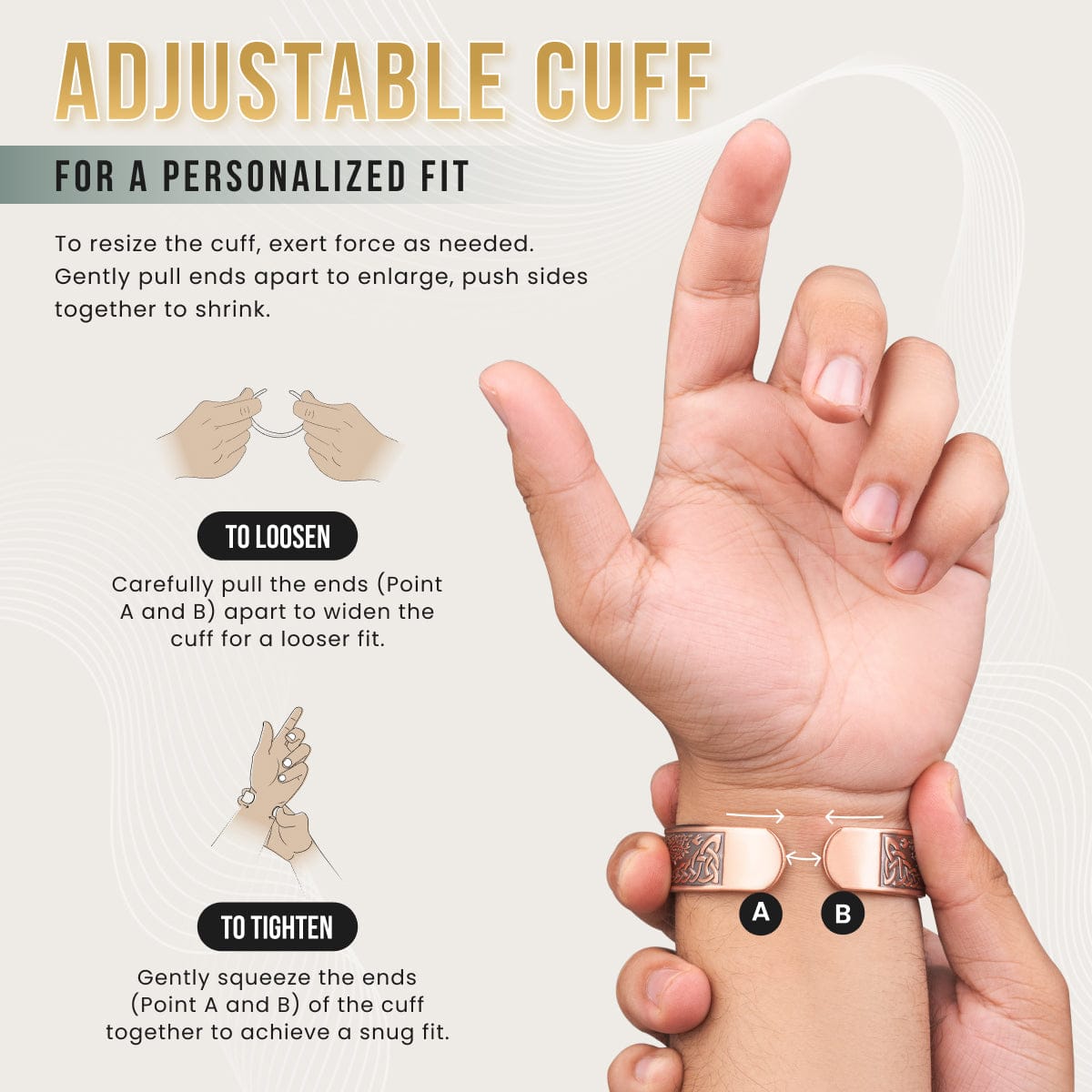 Magnetic Bracelet Stamped Irish Tree Magnetic Copper Bracelet Cuff for Men MagnetRX