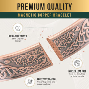 Magnetic Bracelet Stamped Irish Tree Magnetic Copper Bracelet Cuff for Men MagnetRX