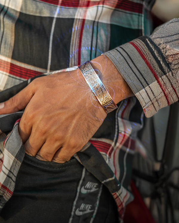Stamped Irish Tree Magnetic Copper Bracelet Cuff for Men