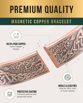 Magnetic Bracelet Stamped Irish Tree Magnetic Copper Bracelet Cuff for Men MagnetRX