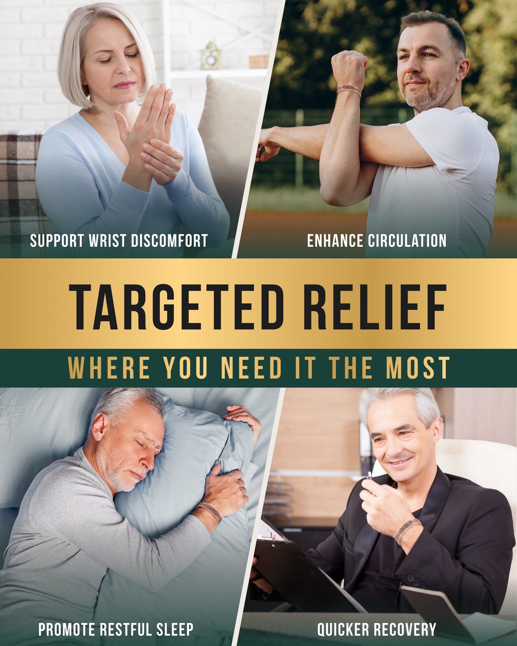 Magnetic Bracelet Stamped Irish Tree Magnetic Copper Bracelet Cuff for Men MagnetRX