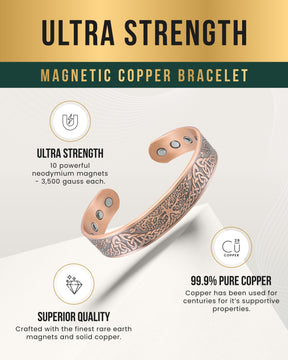 Magnetic Bracelet Stamped Irish Tree Magnetic Copper Bracelet Cuff for Men MagnetRX