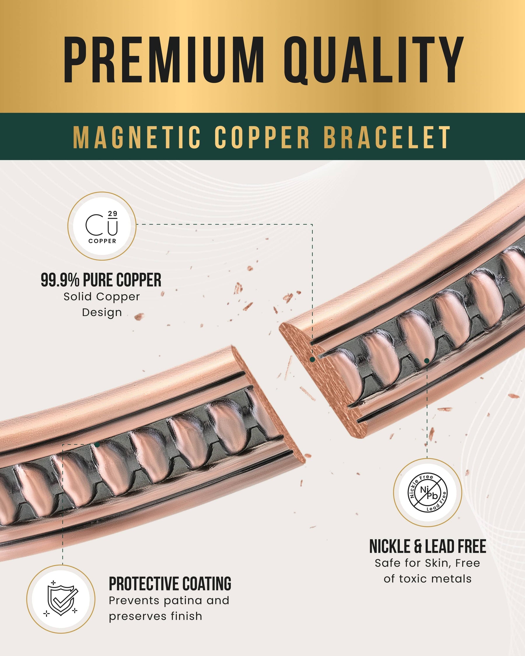 Magnetic Bracelet Stamped Native Magnetic Copper Bracelet Cuff for Men MagnetRX