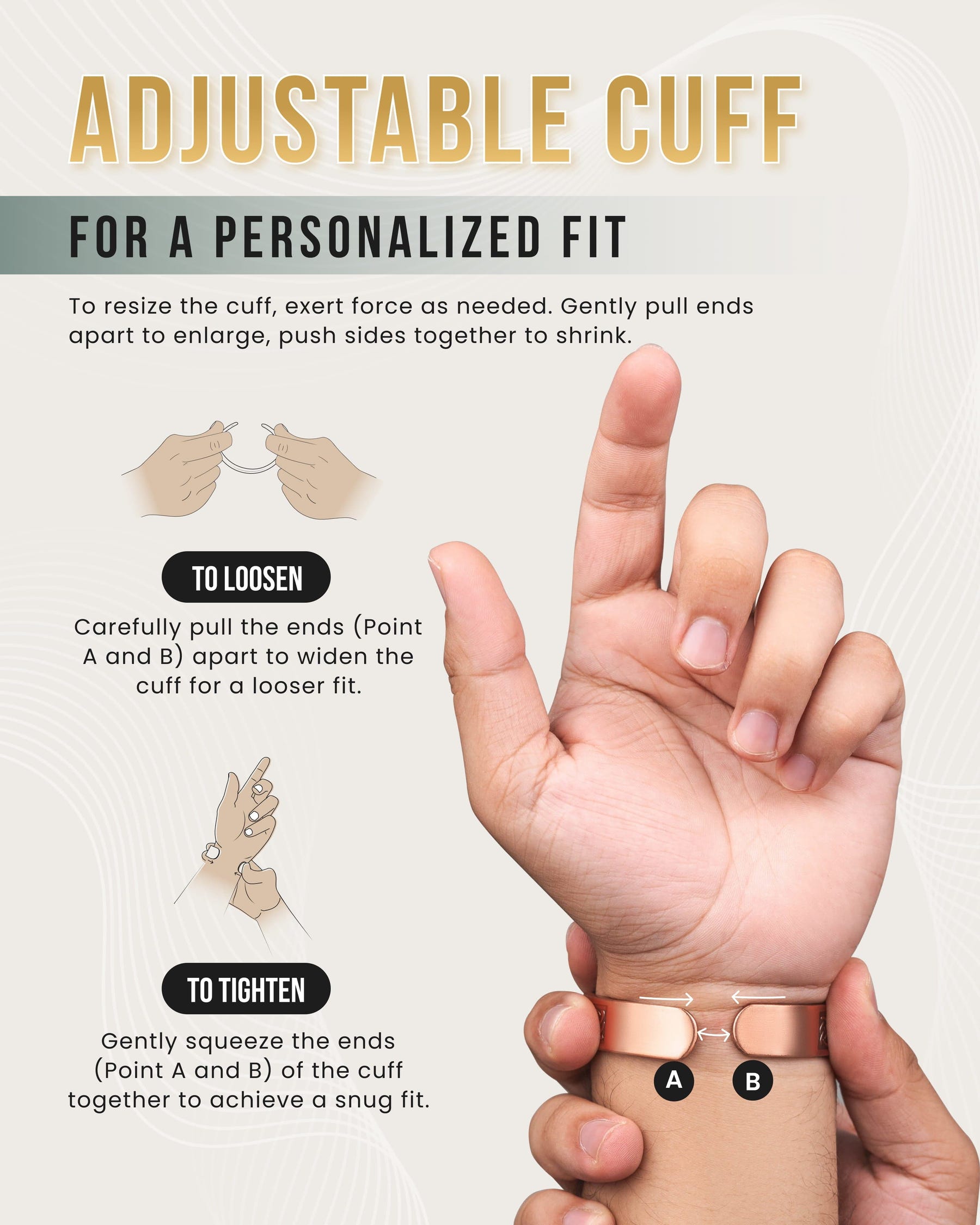 Magnetic Bracelet Stamped Shielded Knot Magnetic Copper Bracelet Cuff for Men MagnetRX