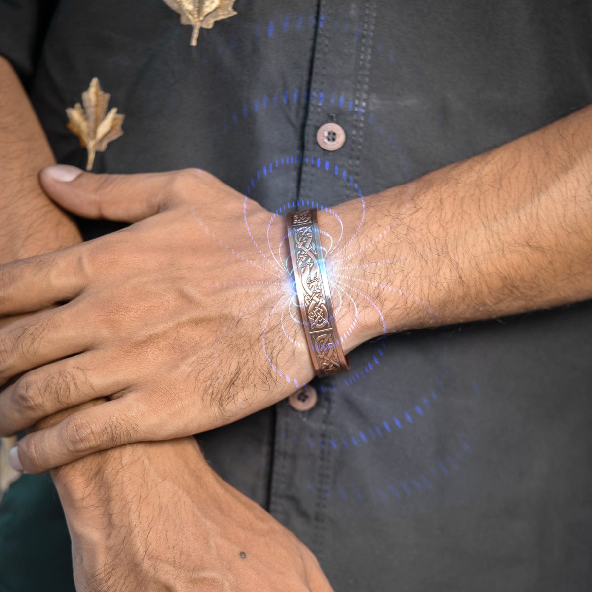 Magnetic Bracelet Stamped Viking Magnetic Copper Bracelet Cuff for Men MagnetRX