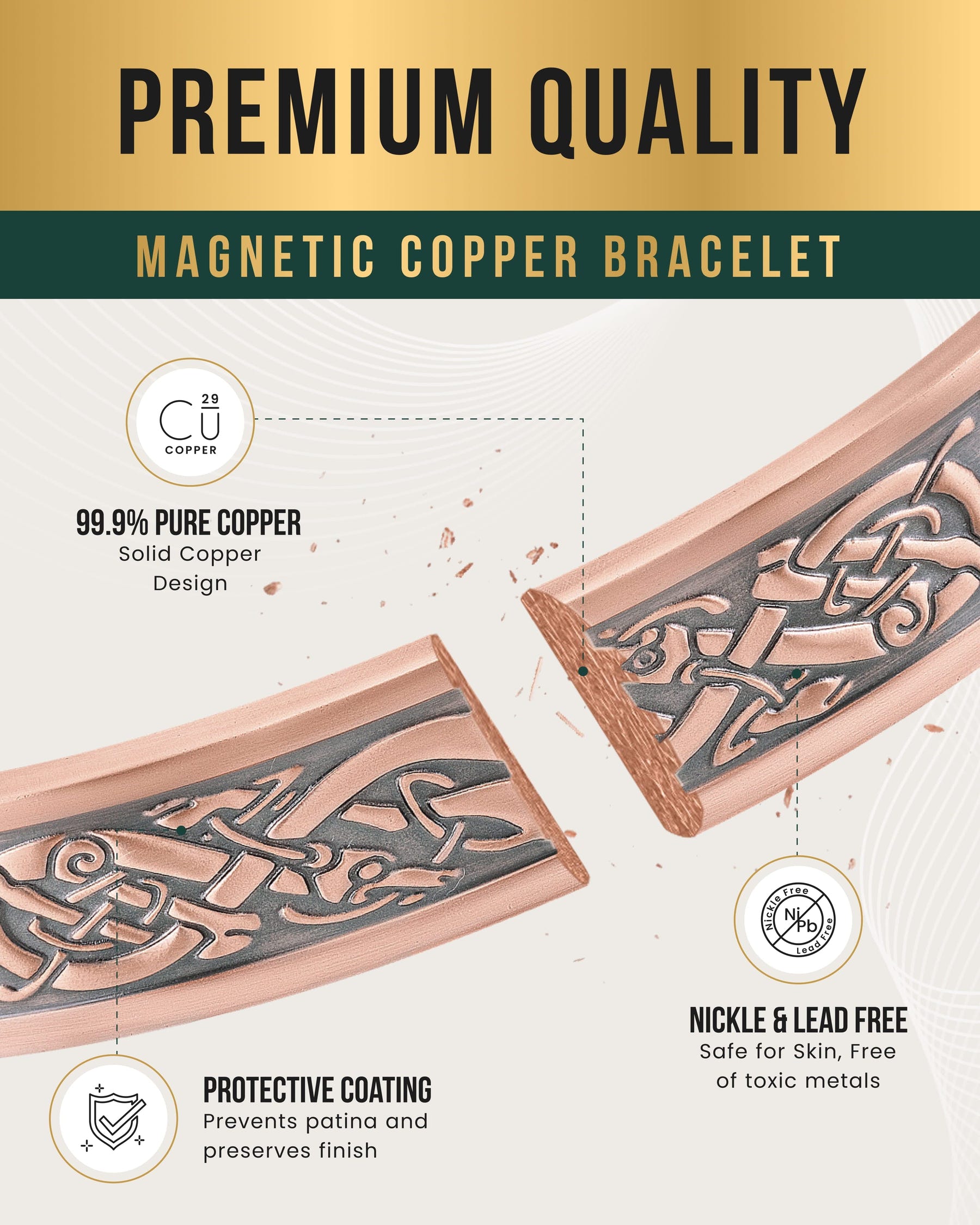 Magnetic Bracelet Stamped Viking Magnetic Copper Bracelet Cuff for Men MagnetRX