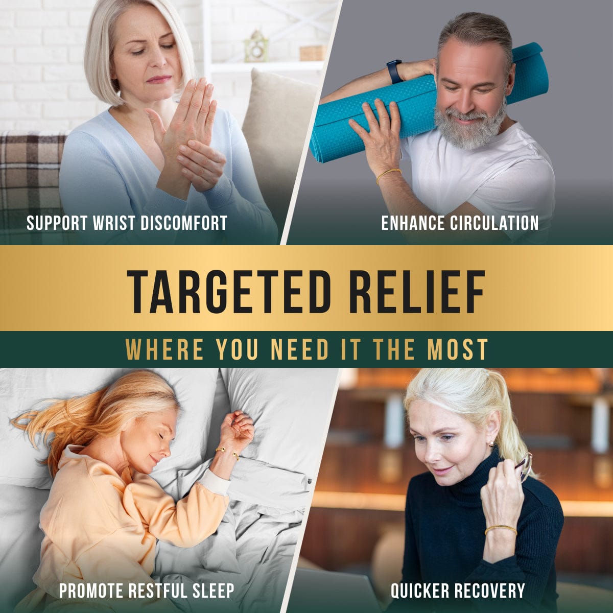 Magnetic Bracelet Twisted Cable Magnetic Bracelet Cuff (Gold) MagnetRX