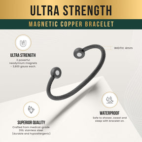 Magnetic Bracelet Twisted Cable Magnetic Bracelet Cuff (Gunmetal) MagnetRX