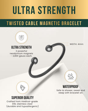 Magnetic Bracelet Twisted Cable Magnetic Bracelet Cuff (Gunmetal) MagnetRX