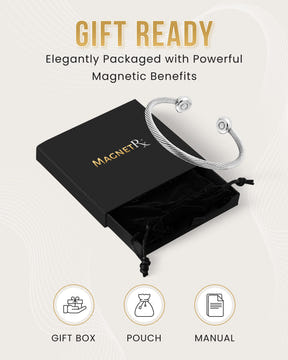 Magnetic Bracelet Twisted Cable Magnetic Bracelet Cuff (Silver) MagnetRX