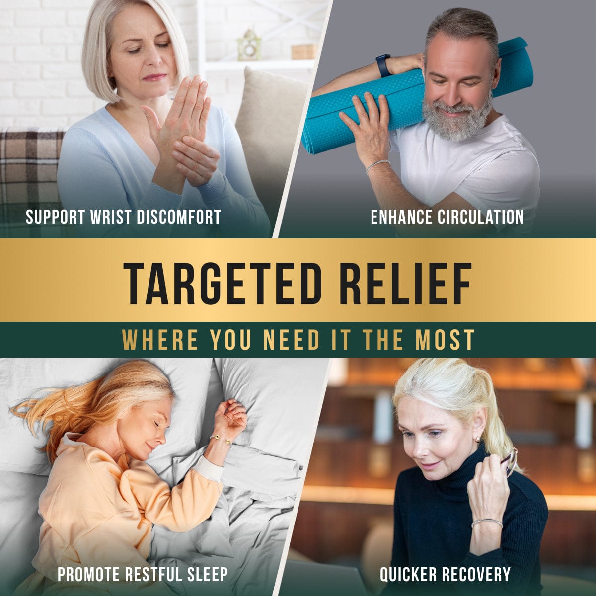 Magnetic Bracelet Twisted Cable Magnetic Bracelet Cuff (Silver & Gold) MagnetRX