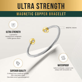 Magnetic Bracelet Twisted Cable Magnetic Bracelet Cuff (Silver & Gold) MagnetRX