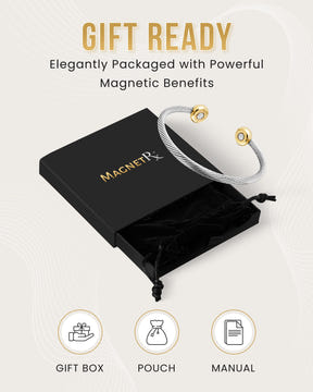 Magnetic Bracelet Twisted Cable Magnetic Bracelet Cuff (Silver & Gold) MagnetRX