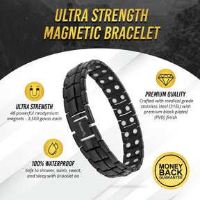 Magnetic Bracelet Ultra Strength Magnetic Therapy Bracelet Black Classic MagnetRX