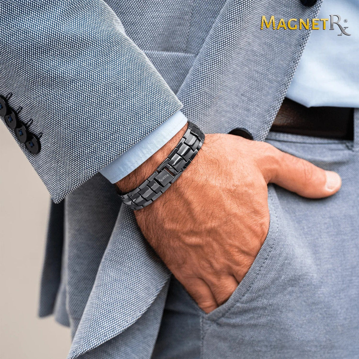 Magnetic Bracelet Ultra Strength Magnetic Therapy Bracelet Gunmetal Gray Classic MagnetRX