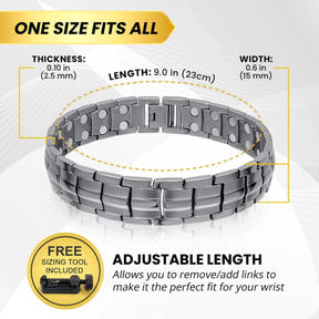 Ultra Strength Magnetic Therapy Bracelet Gunmetal Gray Classic