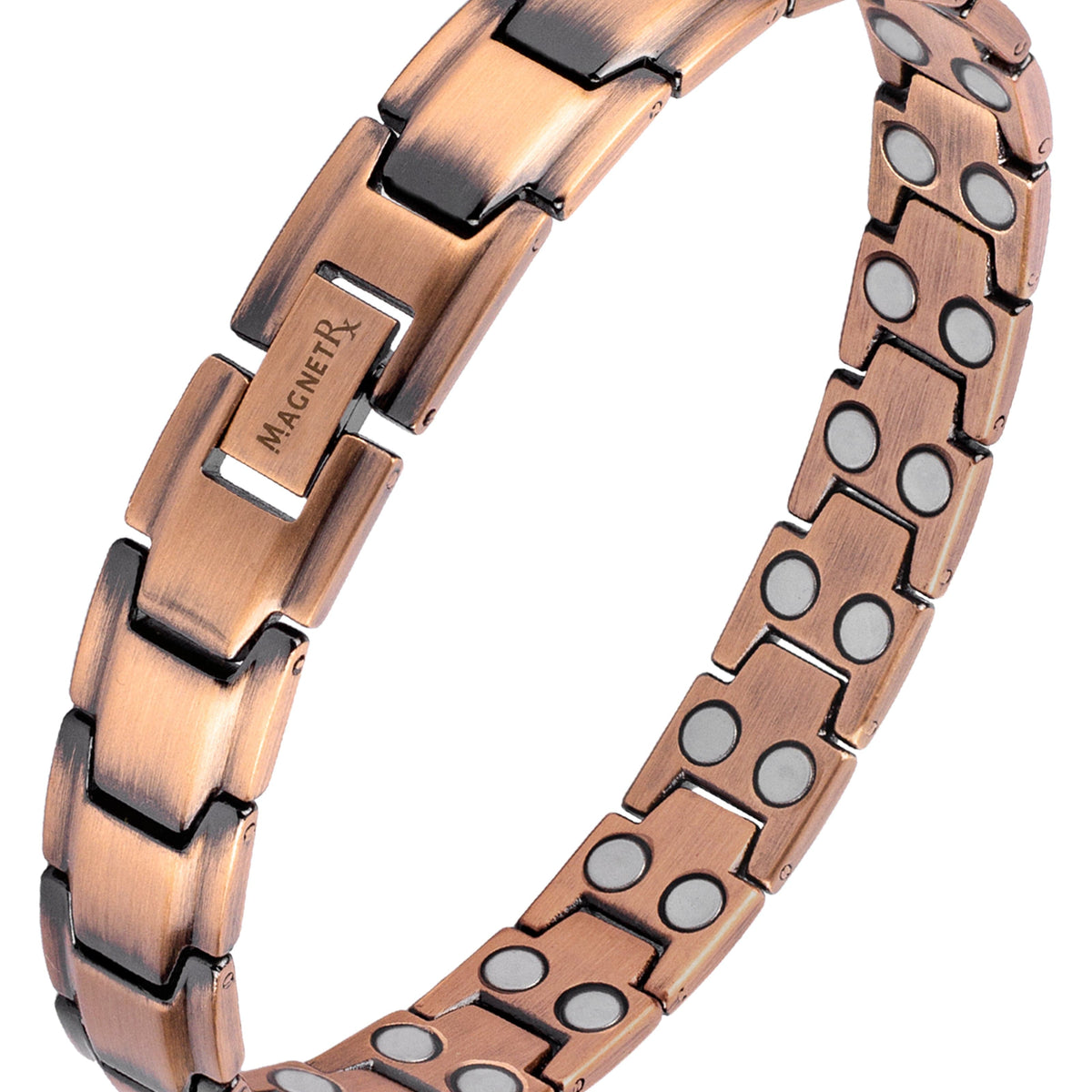 thumbnail image 2 of Solid Copper Leather Wrapped Magnetic Bracelet - Energy, Magnetic Therapy 2 of 5