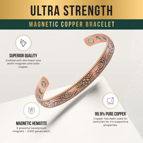 Magnetic Bracelet Women’s Floral Style Copper Magnetic Therapy Bracelet Bangle MagnetRX