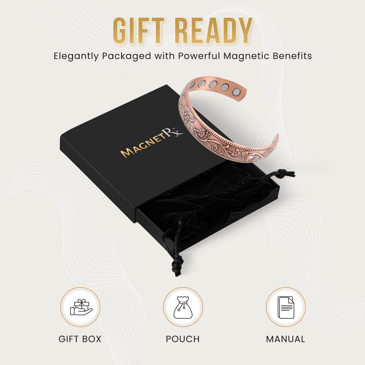 Magnetic Bracelet Women’s Floral Style Copper Magnetic Therapy Bracelet Bangle MagnetRX