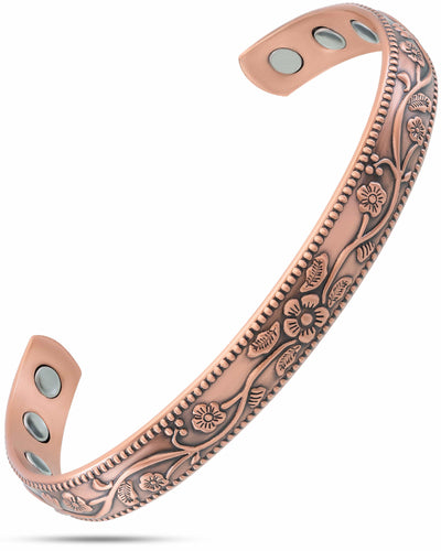 Magnetic Bracelet Women’s Floral Style Copper Magnetic Therapy Bracelet Bangle MagnetRX