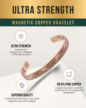 Magnetic Bracelet Women’s Floral Style Copper Magnetic Therapy Bracelet Bangle MagnetRX