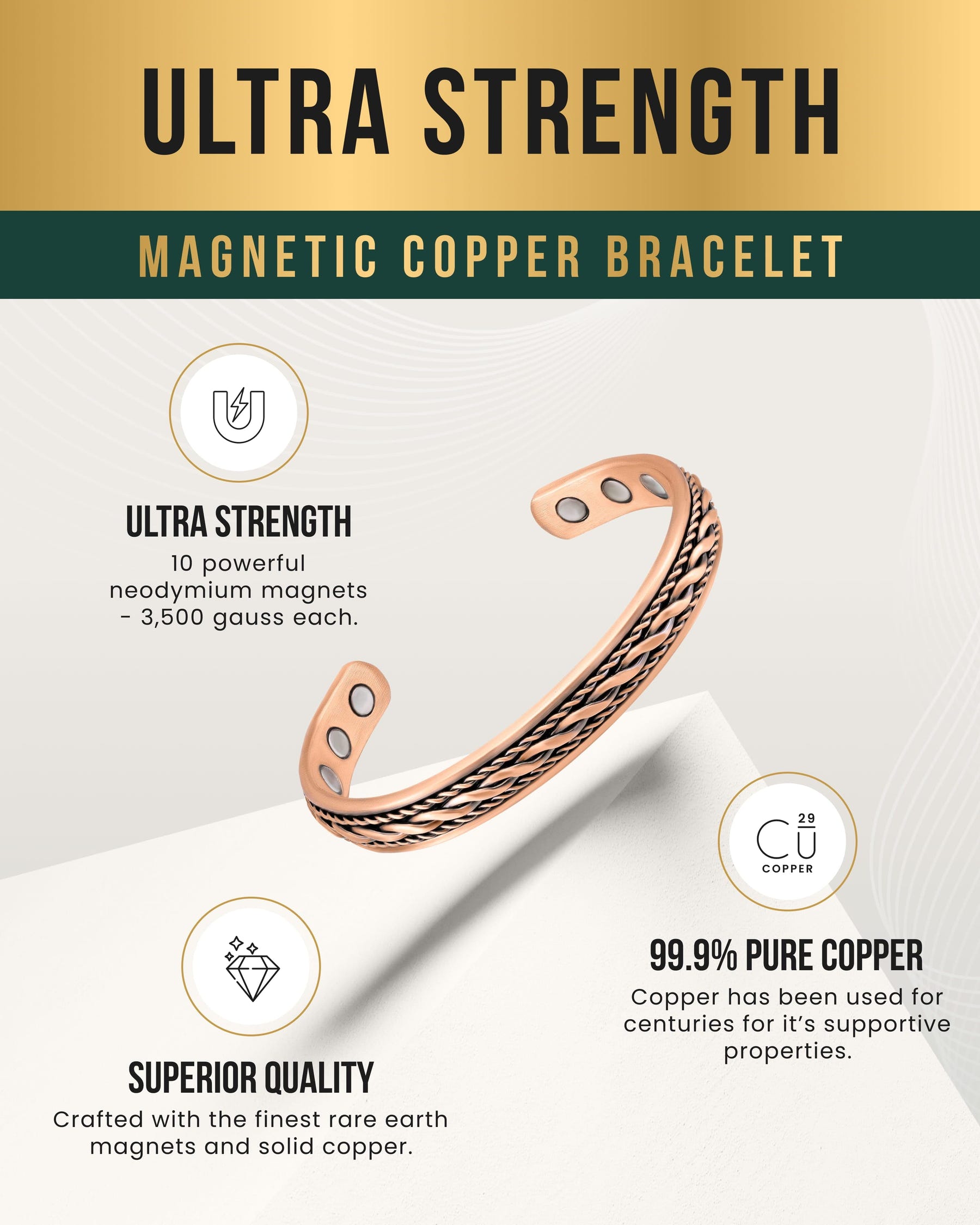 Magnetic Bracelet Women’s Inlay Copper Wire Magnetic Therapy Bracelet Bangle MagnetRX