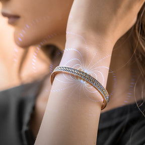 Magnetic Bracelet Women’s Inlay Silver & Gold Wire Copper Magnetic Therapy Bracelet Bangle MagnetRX