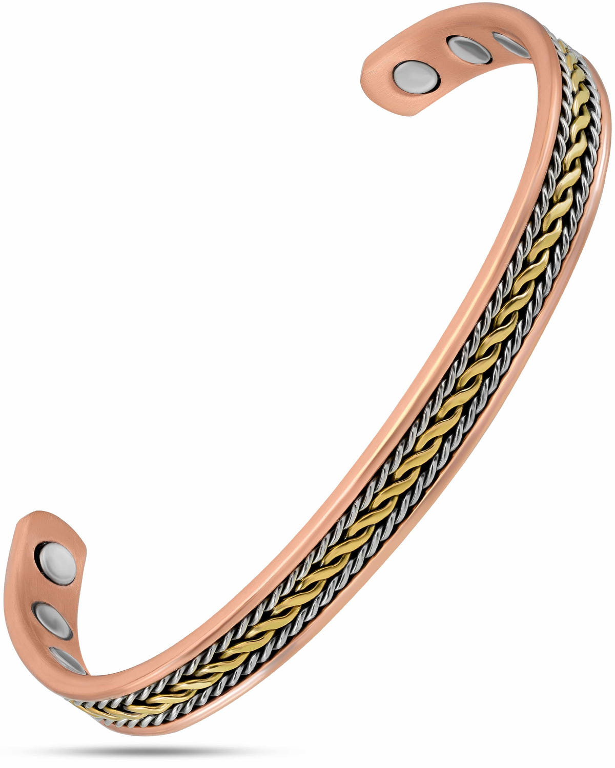 Magnetic Bracelet Women’s Inlay Silver & Gold Wire Copper Magnetic Therapy Bracelet Bangle MagnetRX