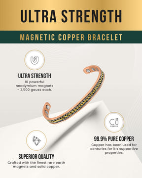 Magnetic Bracelet Women’s Inlay Silver & Gold Wire Copper Magnetic Therapy Bracelet Bangle MagnetRX