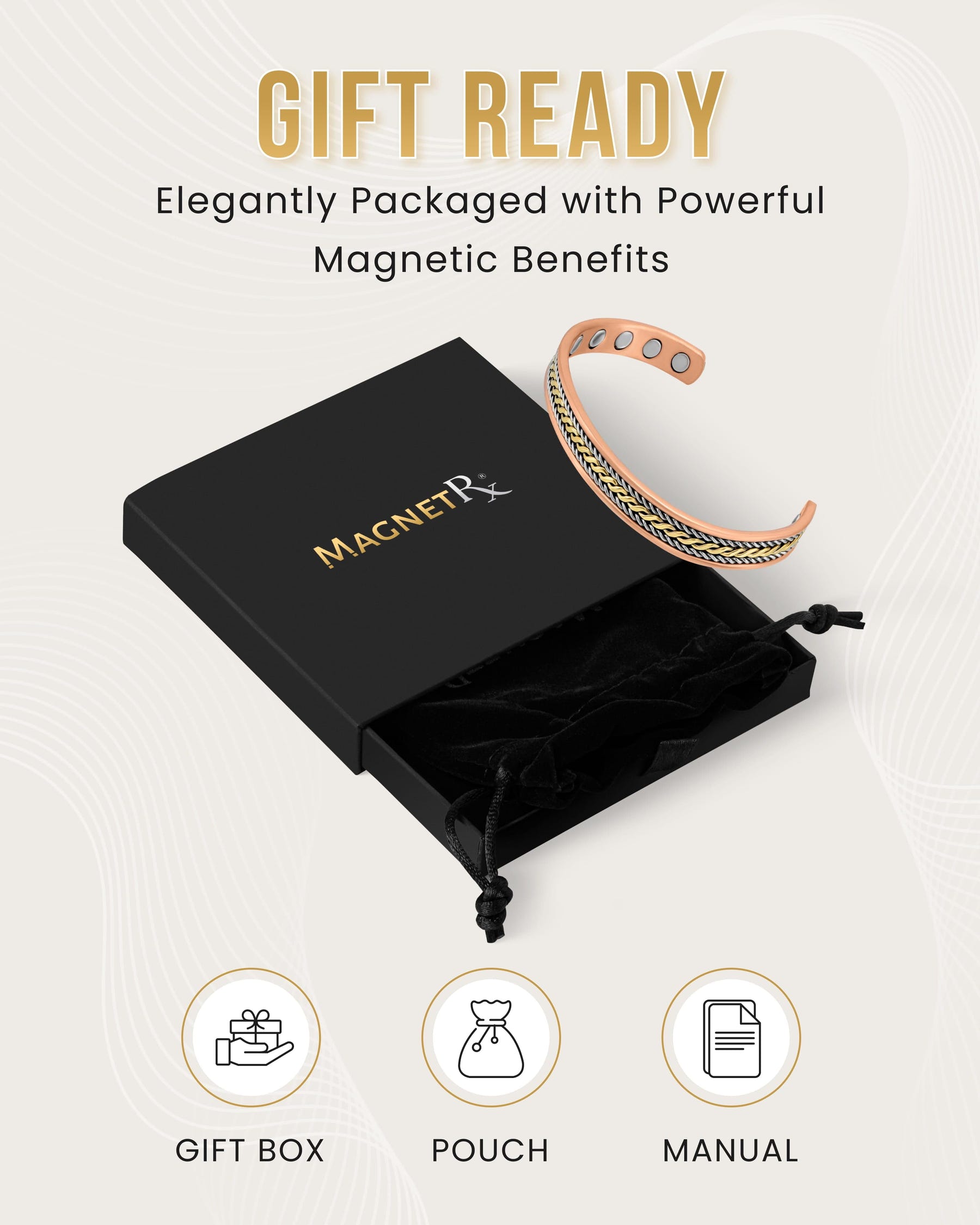 Magnetic Bracelet Women’s Inlay Silver & Gold Wire Copper Magnetic Therapy Bracelet Bangle MagnetRX