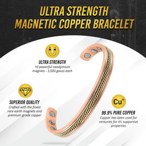 Women’s Twisted Inlay Copper Magnetic Therapy Bracelet Bangle