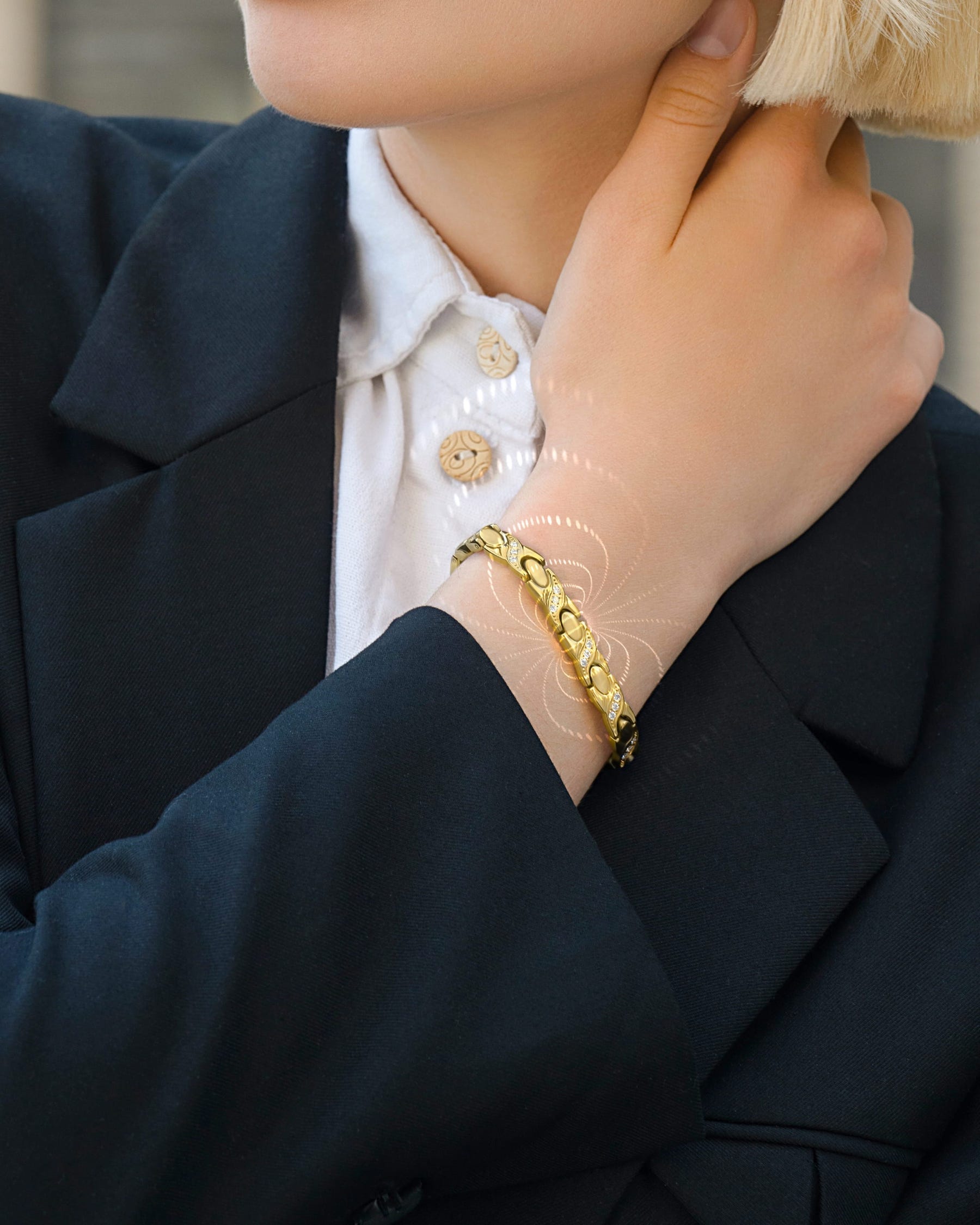 Magnetic Bracelet Women's Ultra Strength Magnetic Bracelet Crystal XO (Gold) MagnetRX