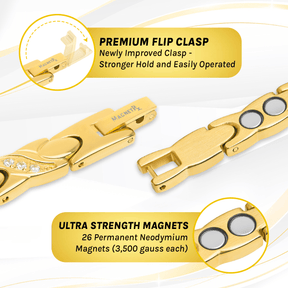 Magnetic Bracelet Women's Ultra Strength Magnetic Bracelet Crystal XO (Gold) MagnetRX