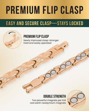 Magnetic Bracelet Women's Ultra Strength Magnetic Bracelet Crystal XO (Rose Gold) MagnetRX