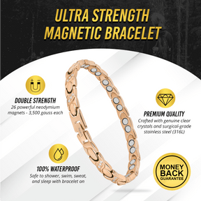 Magnetic Bracelet Women's Ultra Strength Magnetic Bracelet Crystal XO (Rose Gold) MagnetRX
